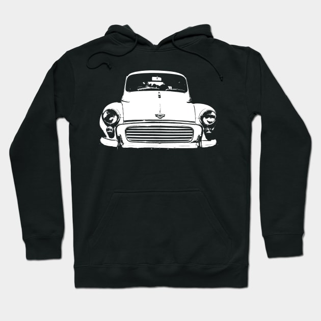 Morris Minor 1960s British classic car monoblock white Hoodie by soitwouldseem